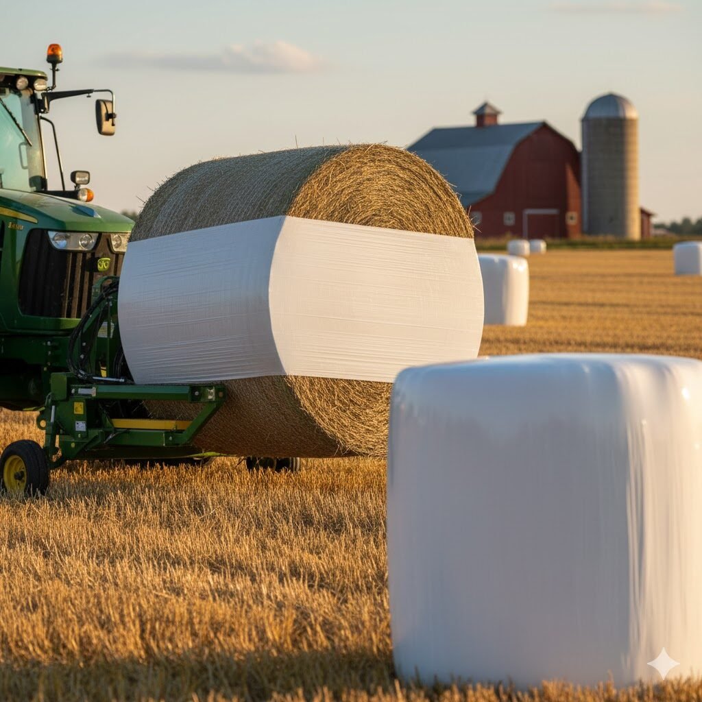 Using a silage film for wrapping bales