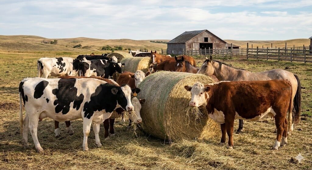 image xesbalenetcom Round hay bale used for animal feed